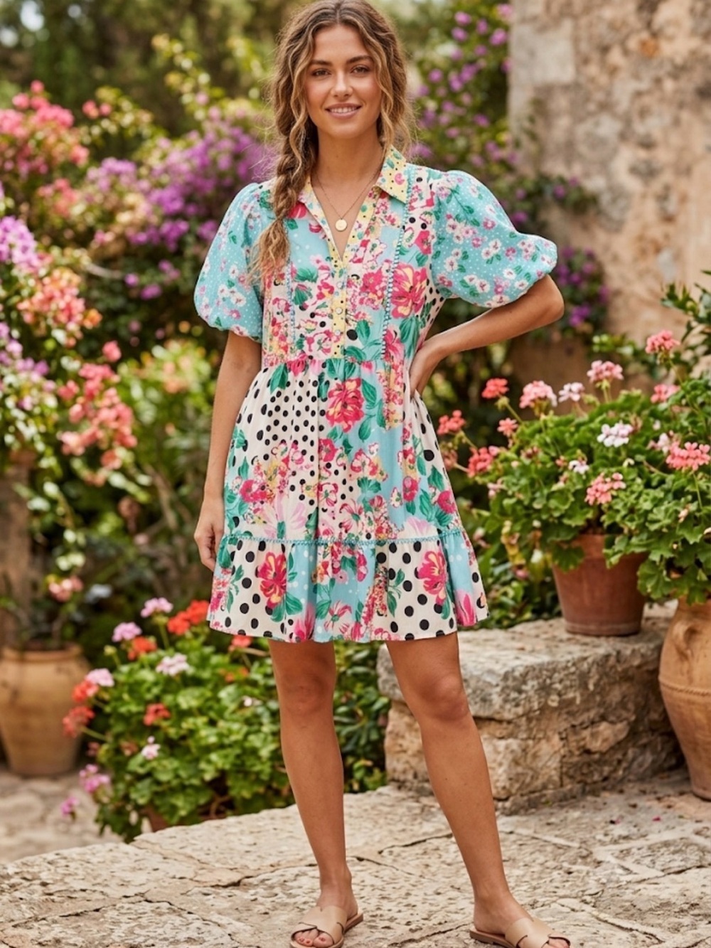 Umgee Vintage Flare Floral Dress size Small
